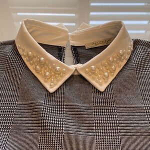 Pearl Collared Plaid Dress